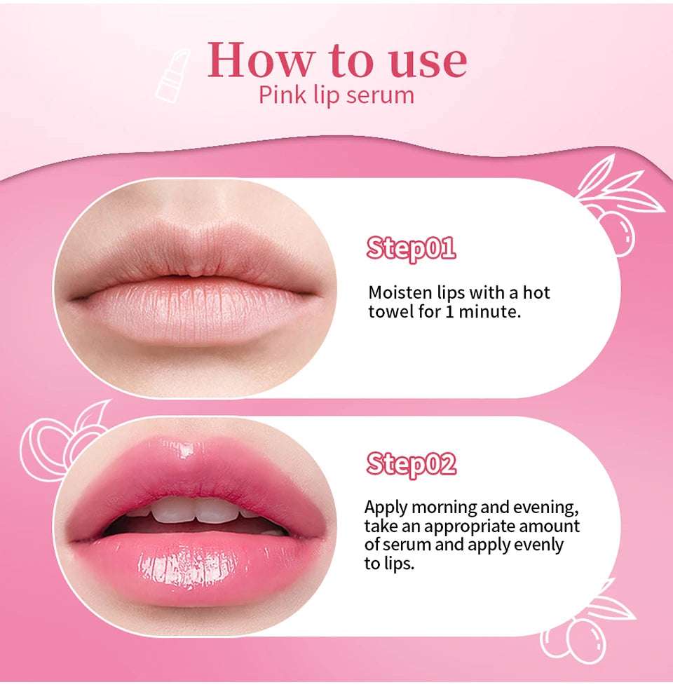 Natural GlowNatural Pink Serum Lips Pink Fresh Remove Dark Lips Gel Lightening Essence Cream Balm Repair Fine Line Brighten Lip Exfoliator